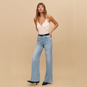 Reformation Jeans Cary High Rise Slouchy Wide Leg Rigid Jeans Bowen Wash 30 NWT